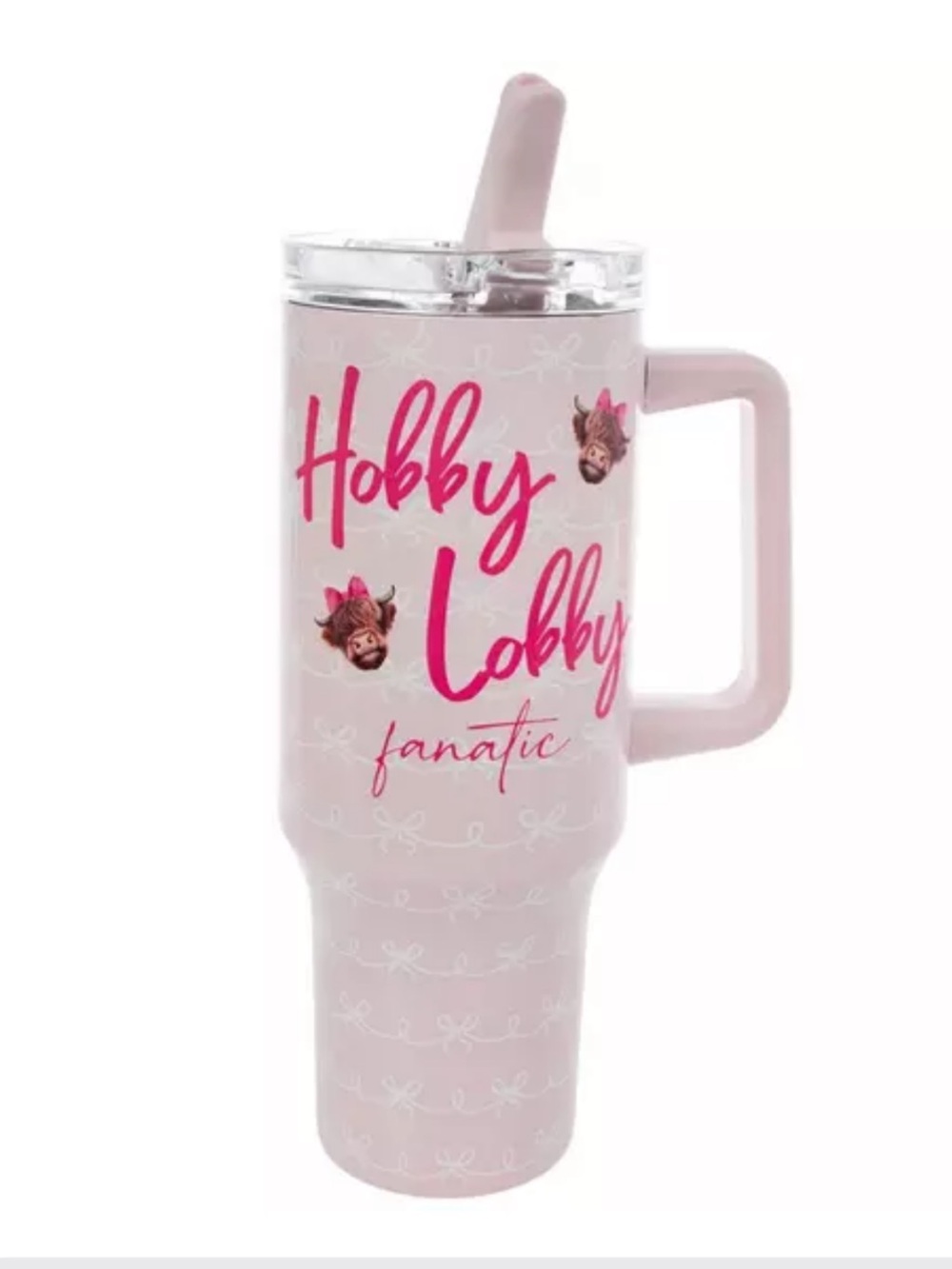 Hobby Lobby Pink Insulated Travel Tumbler with Handle Highland Cows